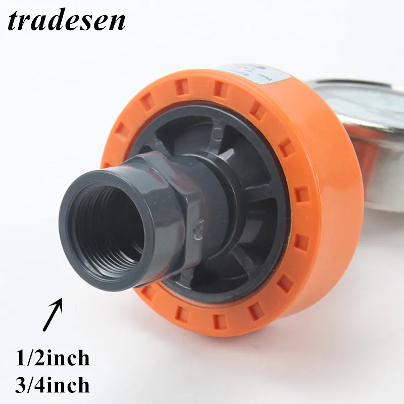 Medidor de pressão do tipo diafragma upvc, 1 l2 polegadas, 3 l4 polegadas, resistência alcalina para irrigação industrial e agrícola