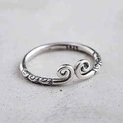 Retro Style 925 Sterling Silver hoops Open Rings For Women Vintage Jewelry Accessories  hoop curse Ring