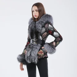 2023 winter new fox fur collar coat long-sleeved women's color coat fur parka winter coat