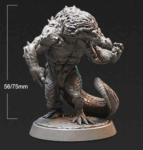 1/24 75mm 1/32 56mm Resin Model Crocodile Warrior Figure Sculpture Unpaint No Color DW-059