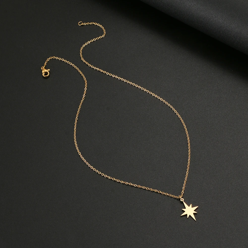 Stainless Steel Necklaces Star Eight-pointed Star Clavicle Pendant Chain Fashion Necklace For Women Jewelry Party Best Gifts NEW