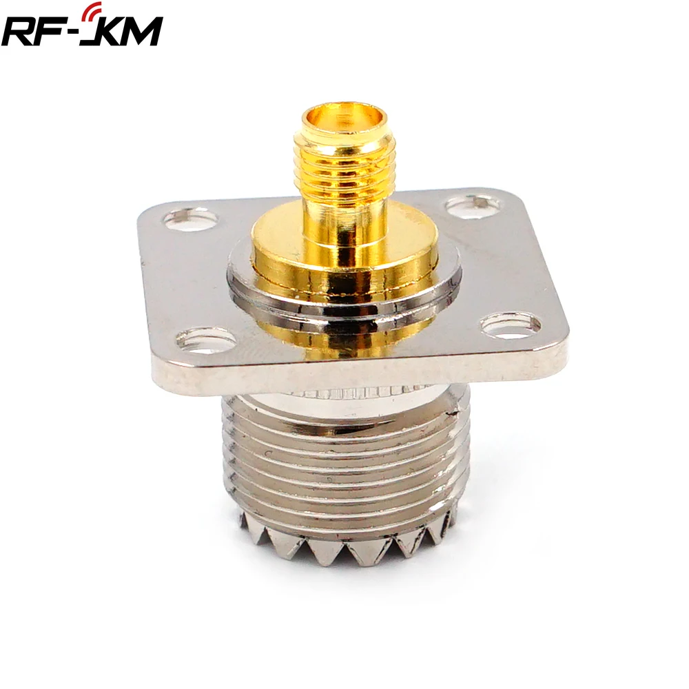 1x UHF Female PL259 SO239 To SMA Femal 4 Hole Flange Panel Mount Coaxial Connector  Adapters