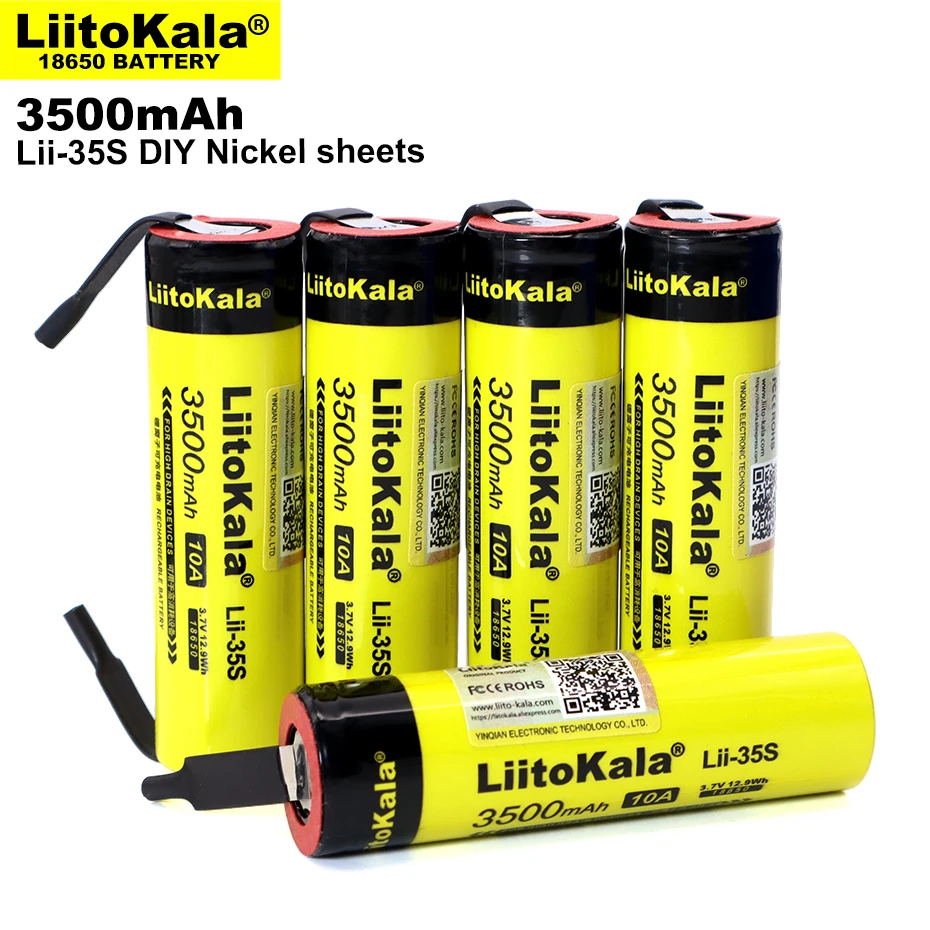 10PCS/LOT New Original Liitokala Lii-35S 3.7V 3500mah 18650 Lithium Rechargeable Battery Welding Nickel Sheet