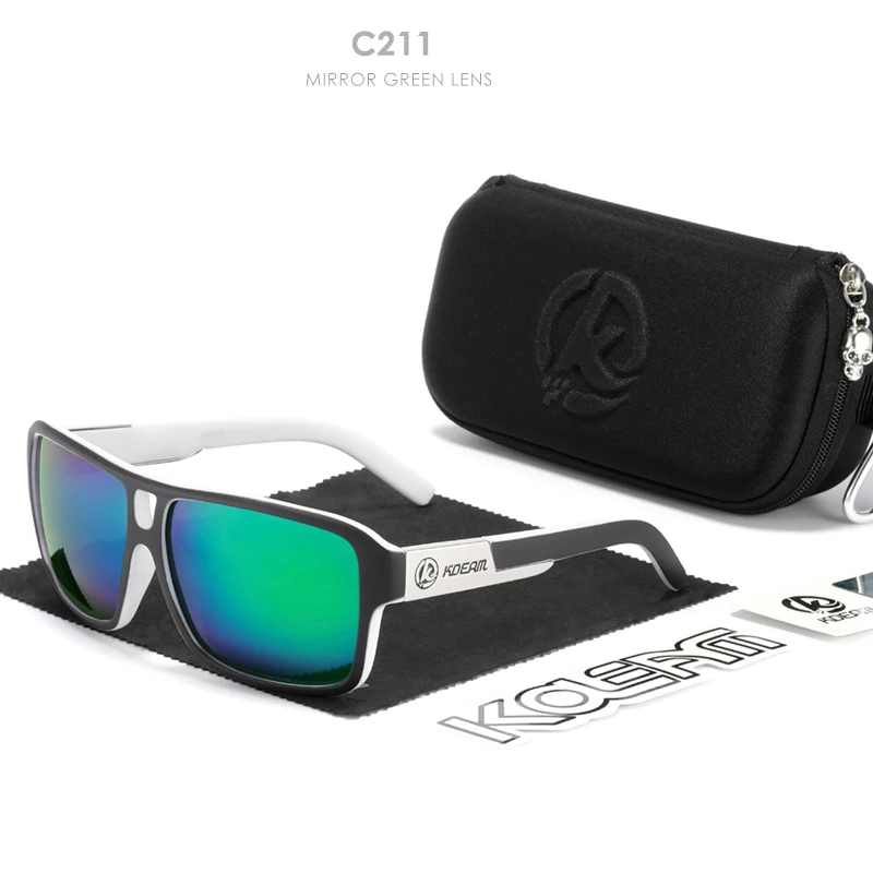 KDEAM Jam Lifestyle Herren-Sonnenbrille, polarisiert, quadratisch, übergroß, Blitzspiegel, Sonnenbrille, Hartbox im Lieferumfang enthalten – Detail 15