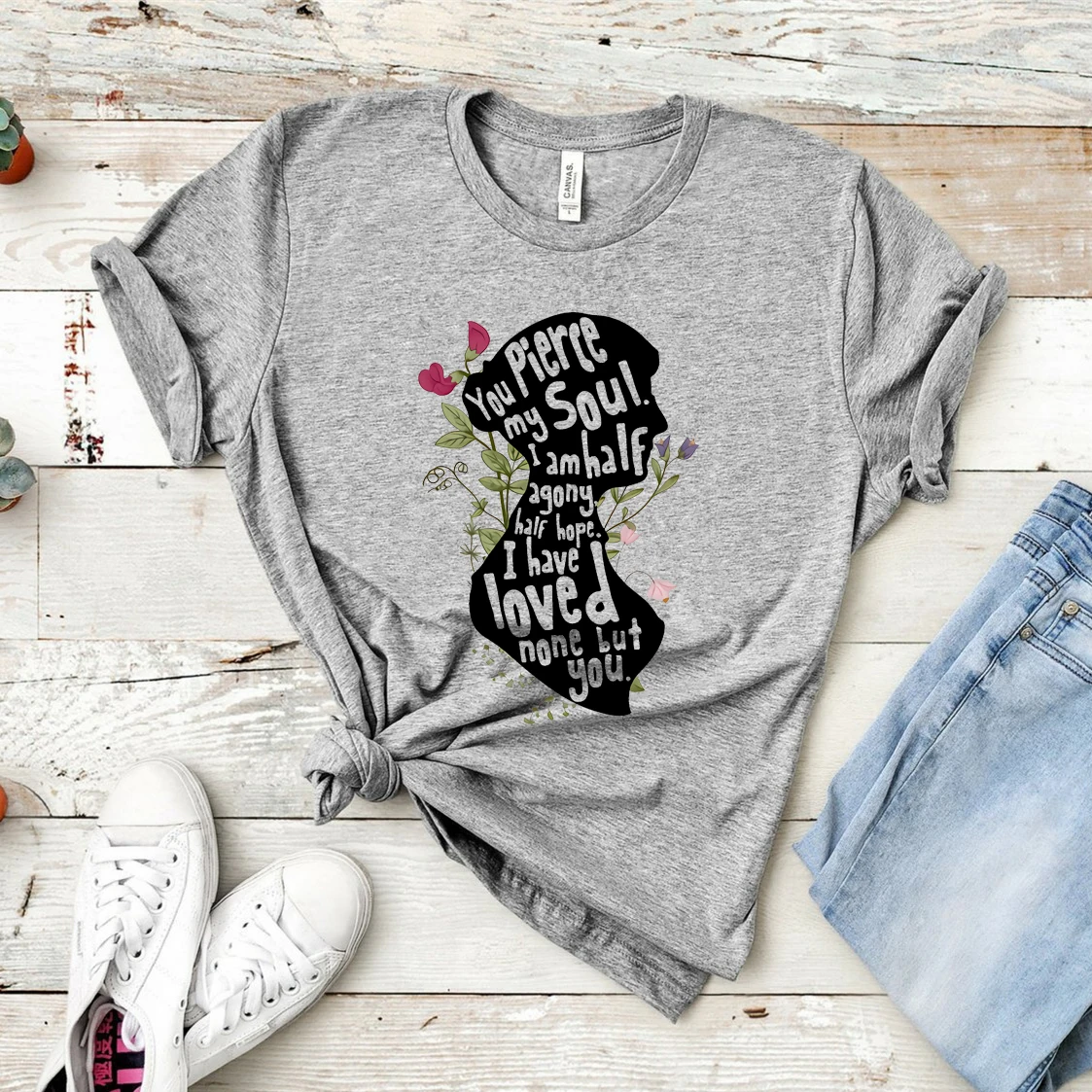 Jane Austen Shirt You Pierce My Soul T-Shirt Cute Floral Quote Graphic Tee Pride and Prejudice Tee Book Lover Shirts