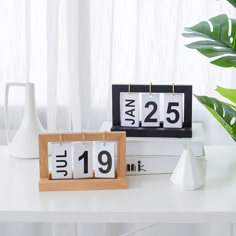 Wood Simple Page Flipping Small Calendar Retro Desk Calendar Office Decoration Desktop Decoration Calendar Decoration