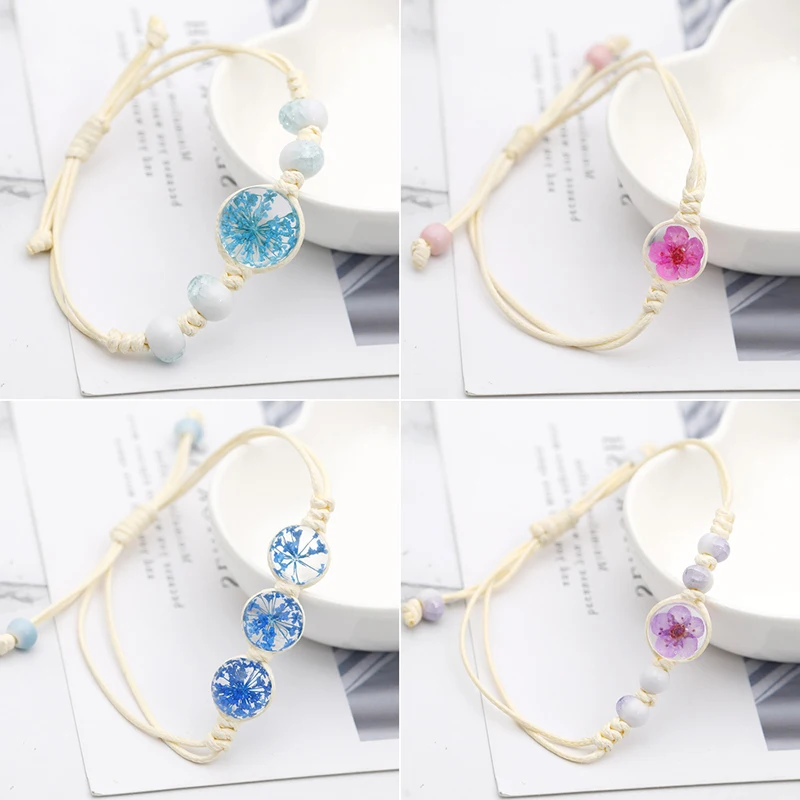 cute elegant glass flower bracelets for women vintage charm rope chain Adjustable bracelet women\'s fashion party gifts