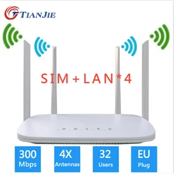 300Mbps Network CPE Unlock Router 4G Wifi US Portable Gateway FDD TDD LTE WCDMA Global Mobile Hotspot SIM Card Slot WAN/LAN Port