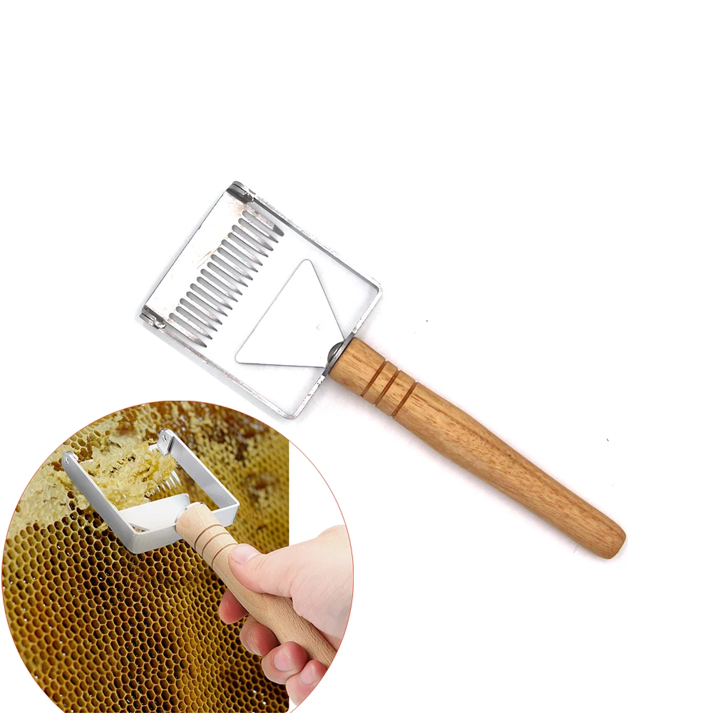 

One Pcs Honey Uncapping Bee Scraper Beekeeping Stainless Steel Wooden Handle Fork Honeycomb Cutting Tools Apicultura Equipment