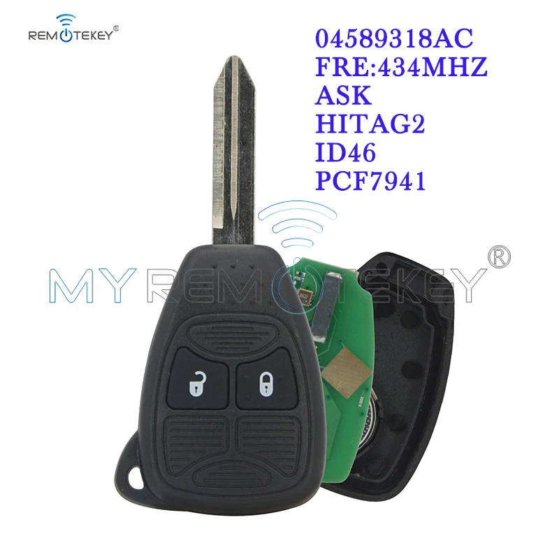 

Remtekey Remote Head Key 2 Button 434Mhz For Chrysler PT Cruiser Sebring Dodge Avenger Jeep Liberty 2008 2009 2010