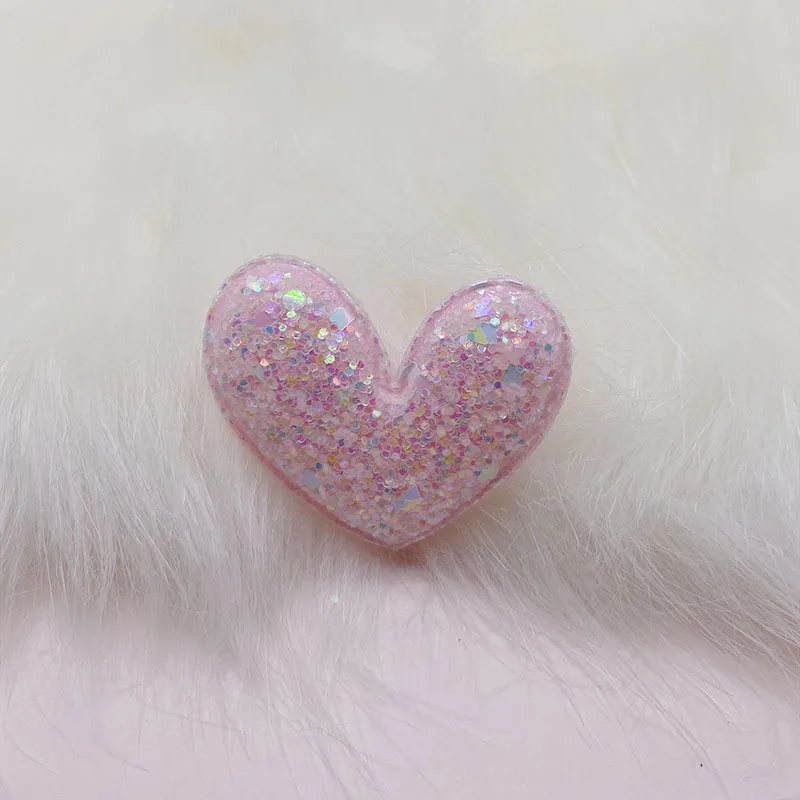 40 Stück 5*4,5cm Glitzernde, glänzende Herz-Applikationen in fünf Farben, gepolstert, DIY, handgefertigt, Haarspangen-Accessoires für Kinder, Patches – Detail 3