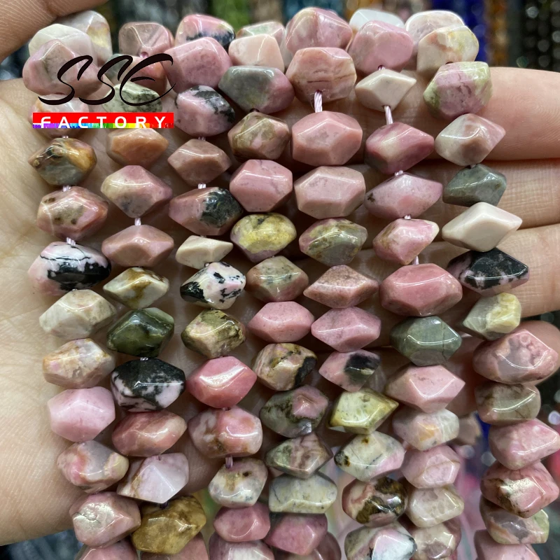Natural Rhodochrosite Stone Beads Irregular Special Cut Genuine Loose Spacer Beads for Jewelry Making DIY Bracelets 6x11mm 15