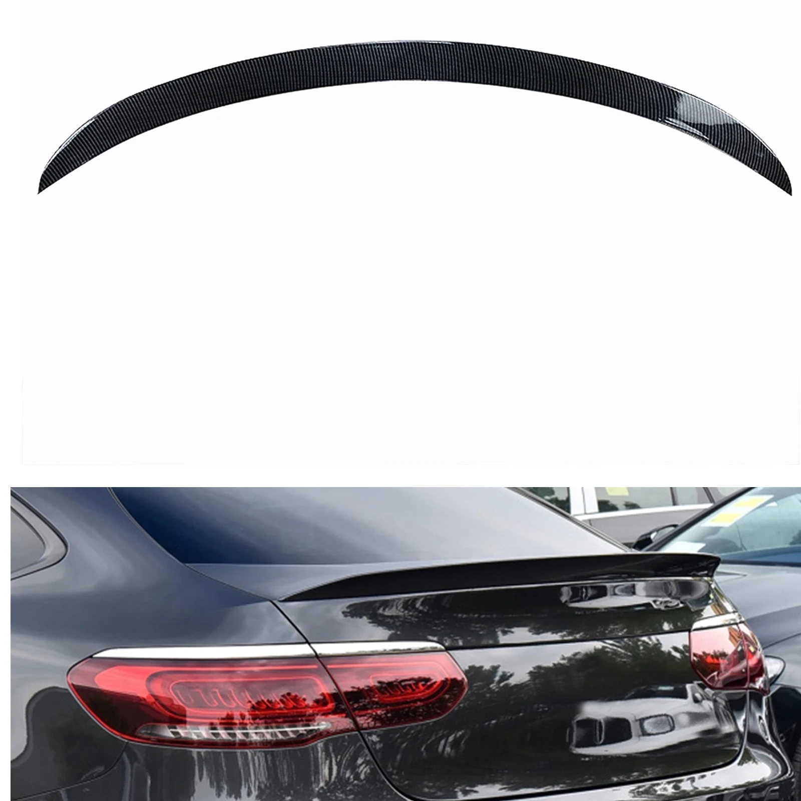 

For Mercedes Benz GLC Class Coupe C253 GLC260 GLC300 2016-2023 AMG Rear Spoiler Wing Carbon Fiber Look Car Trunk Splitter Lip