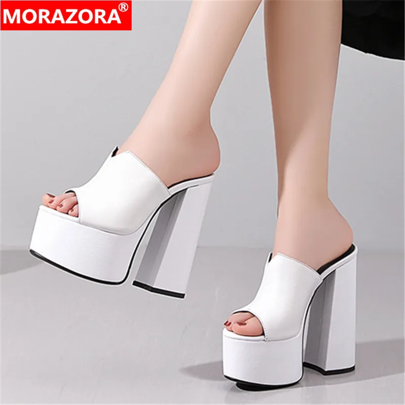 MORAZORA-Zapatillas de piel auténtica con plataforma para mujer, zapatos de tacón alto sexys extremo, para fiesta, talla grande 33-41, 2024