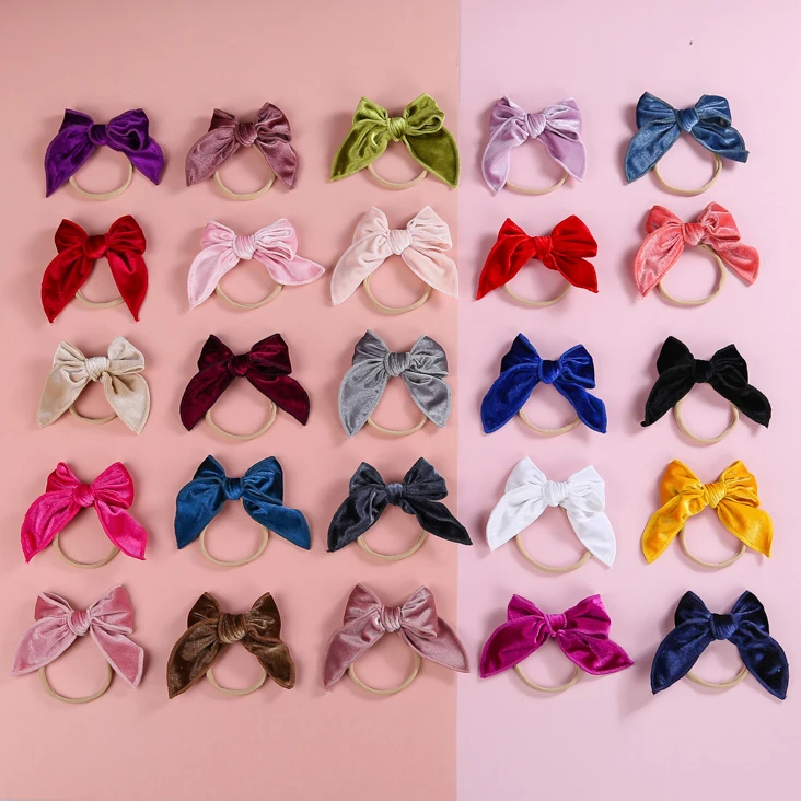 

25 Pcs/Lot, Baby Girls Velvet Sailor Bow Headbands, 2021 New Baby Shower Gift Hair Accessories