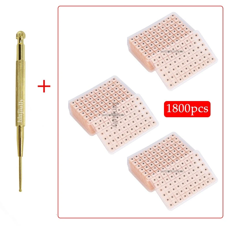 Portable Ear Press Point Pen Massager Probe+1800Pcs Auricular Ear Auriculotherapy Vaccaria Auricular Therapy Ear Seeds Sticker