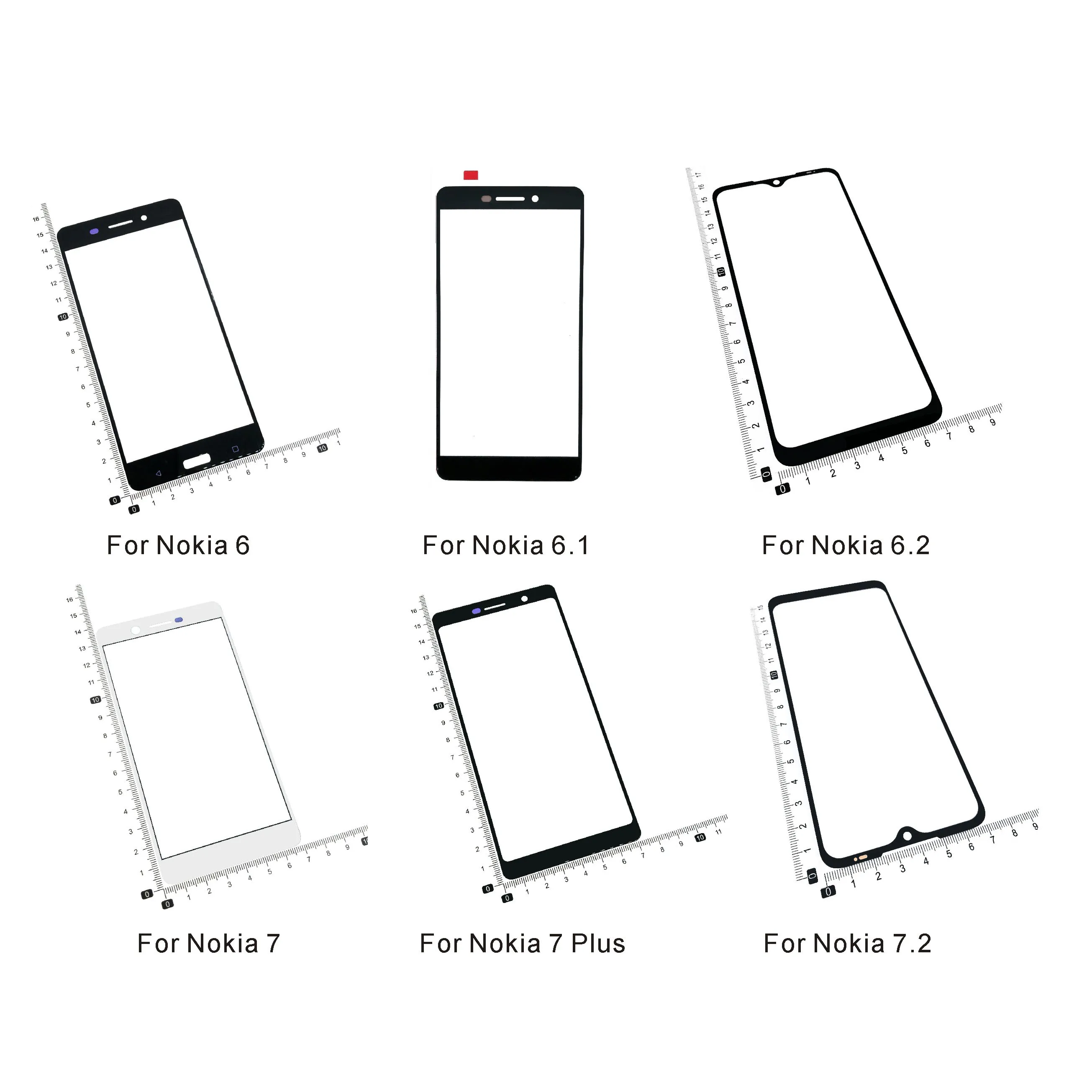 Front Panel Glass For Nokia 6 6.1 6.2 7 7 Plus 7P 7.2 Front Glass Screen Outer Glass Cover Panel Replacement