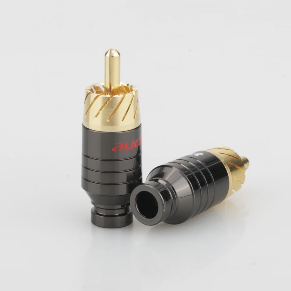 Audiocrast-enchufe RCA de cobre chapado en oro, conector adaptador de Audio y vídeo, 4 piezas