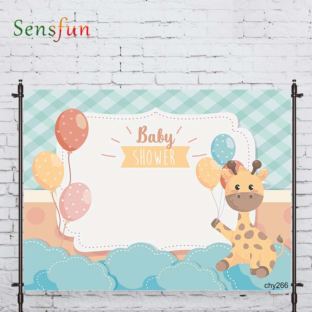 LEVOO Photography Backdrop Card Cute Giraffe Balloon Cloud Backdrop Photocall Photobooth Studio Shoot Fabric