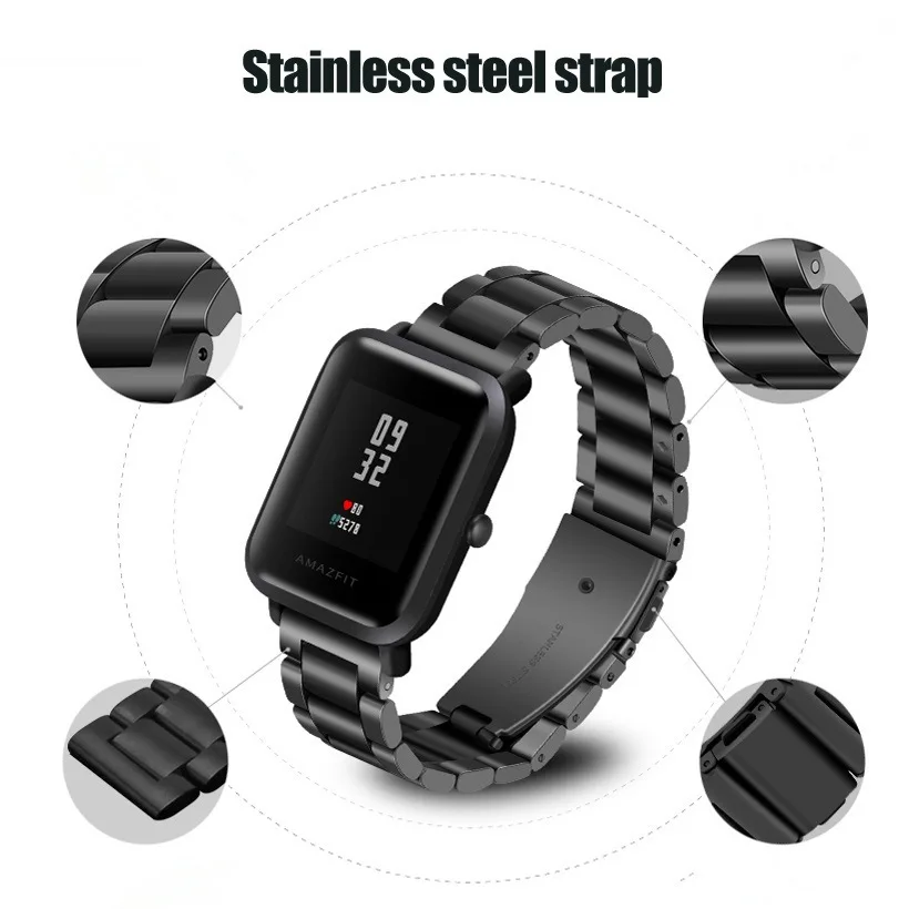 20mm/22mm band For Amazfit GTS/2/3/4/2e/GTS2 Mini/GTR 47mm GTR2/2e/stratos/3/4 stainless steel Watch Bracelet Amazfit bip strap