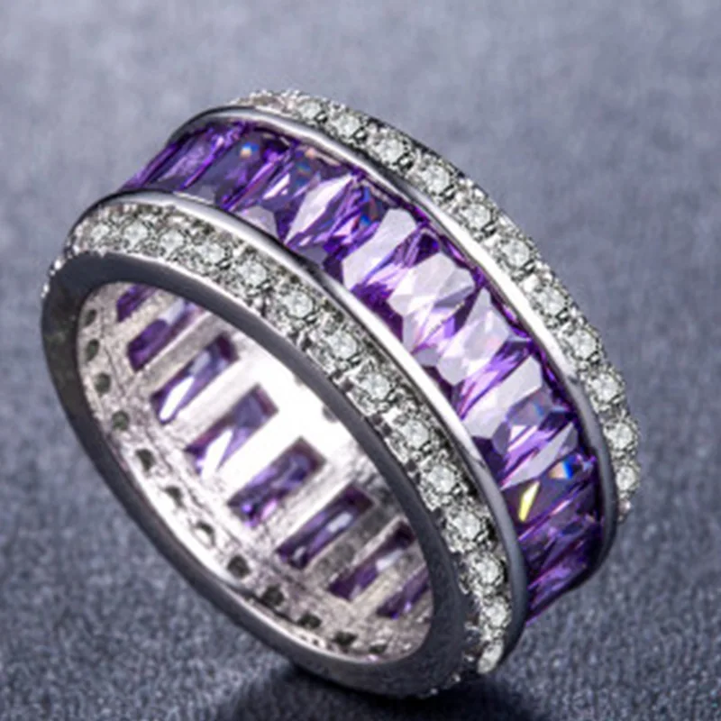 Milangirl Luxury Romantic Zircon Wedding Engagement Round Circle Couple Rings For women Jewelry Ring