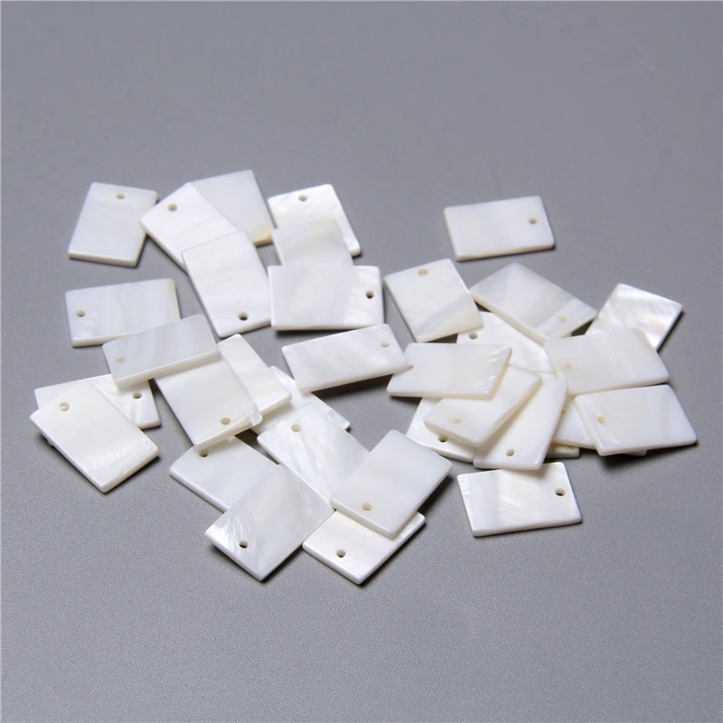 White Natural Mother of Pearl Shell Charms Flat Square Rectangle Shell Pendant Beads for Jewelry making DIY Necklace Accessories