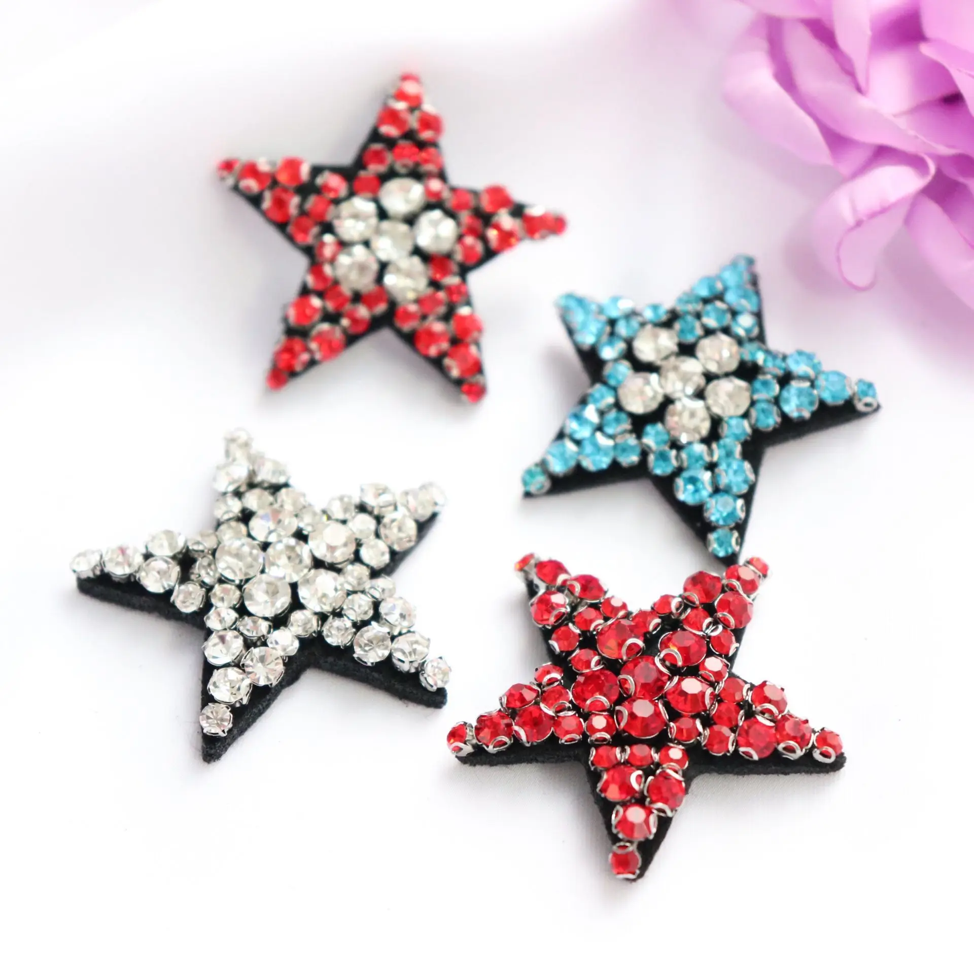 2PCS Handmade five-pointed star cloth stickers DIY clothes shoes decoration patch applique clothing accessories