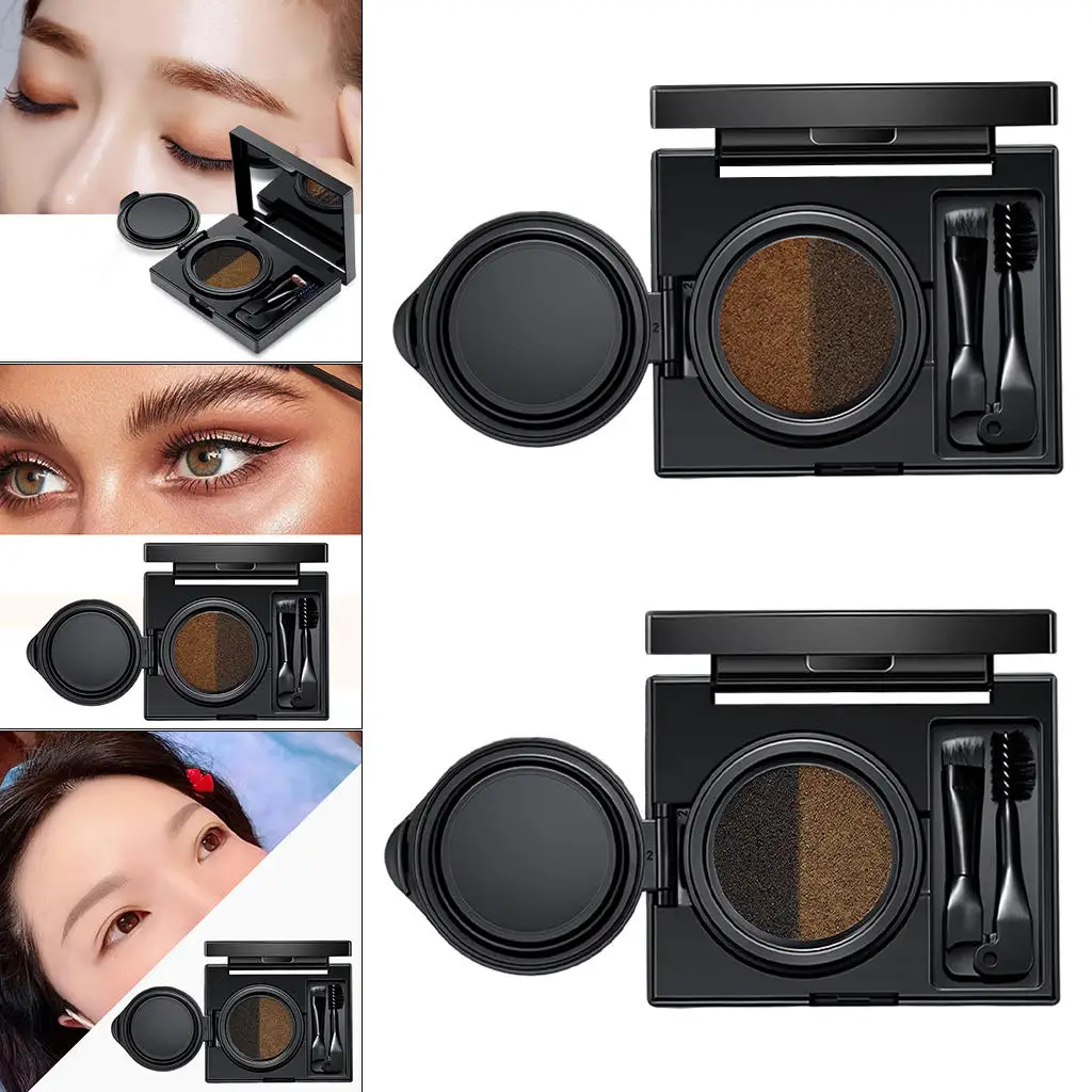 Poudre eye-blogueur avec miroir intégré, ensemble cosmétique, kit d'ombrage de maquillage imperméable, longue durée avec pinceau, palette à sourcils pour filles, 2 documents