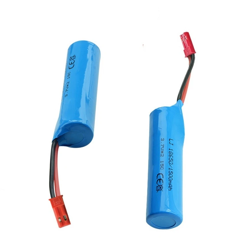 3.7V 1500mAh 18650 Li-ion Battery Charger Sets Remote Control Helicopter Airplanes Car Boat Gun toys Battery With JST/SM-2P Plug