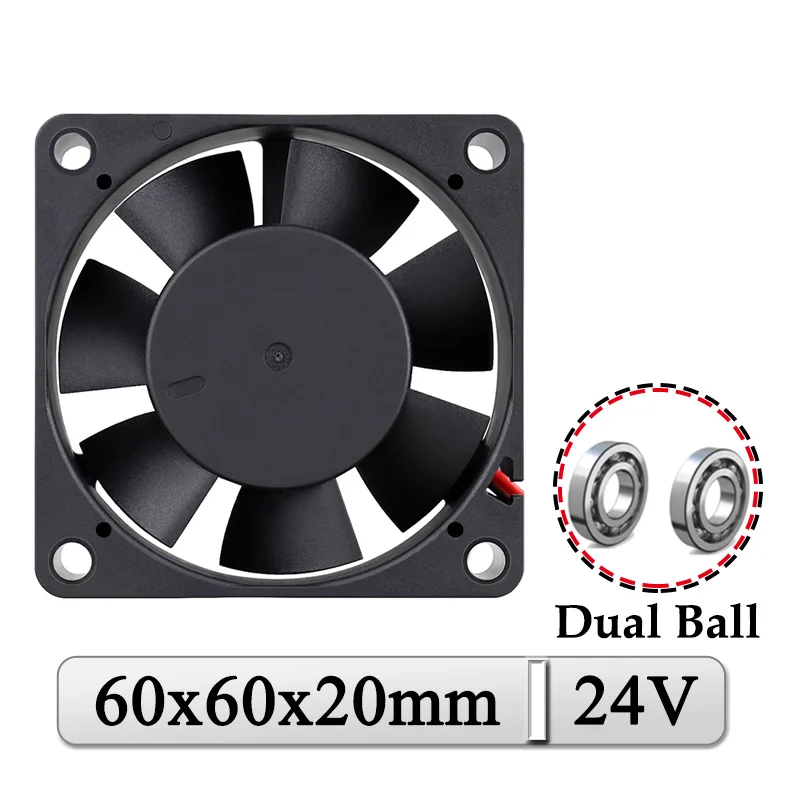 

10Pcs/Lot Gdstime DC 24V 60mmx20mm 60mm Dual Ball Brushless Industrial Case Cooling Fan 6020 6cm 3D Printer Axial Exhaust Cooler