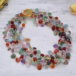 GuaiGuai Jewelry 5 Strands Crystal Agates Jasper Gems Stone Torsade Necklace