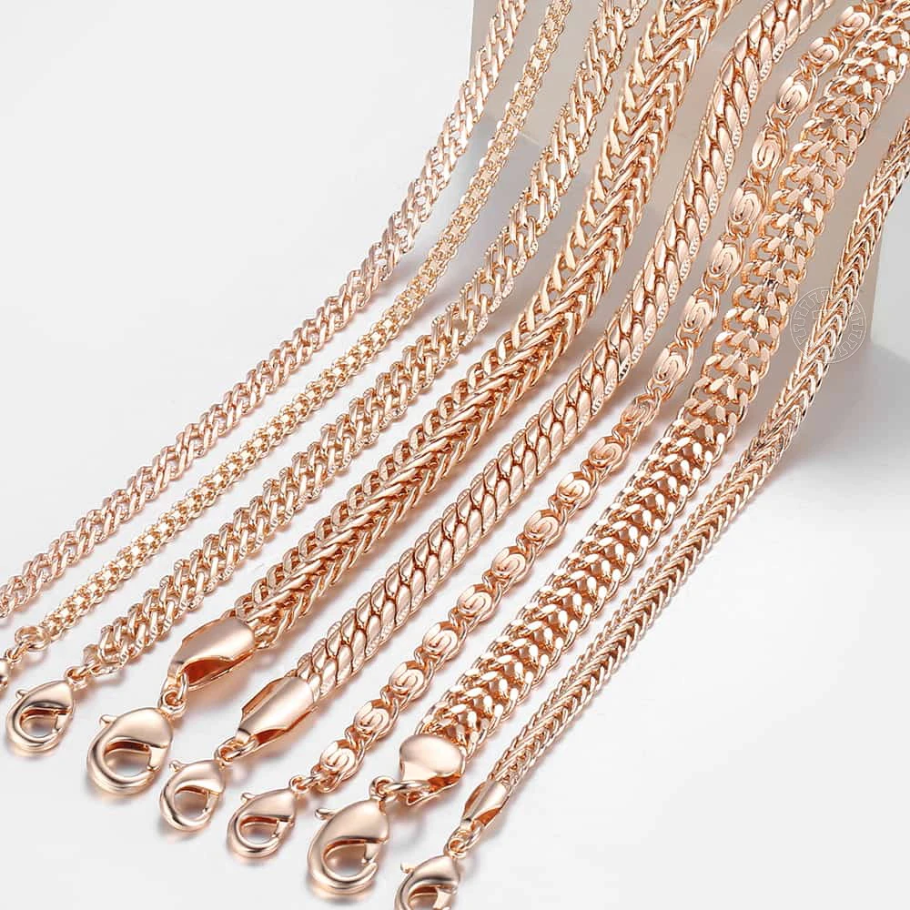 20cm Chains Bracelets for Women 585 Rose Gold Color Womens Bracelet Chain Dropshipping Wholesale Fashion Jewelry 3-8mm LCBB1