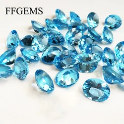 Ffgemme topazio blu svizzero naturale acquamarina pietra preziosa allentata taglio ovale 4*6mm fai da te per anello in oro argento orecchini montaggio gioielleria raffinata