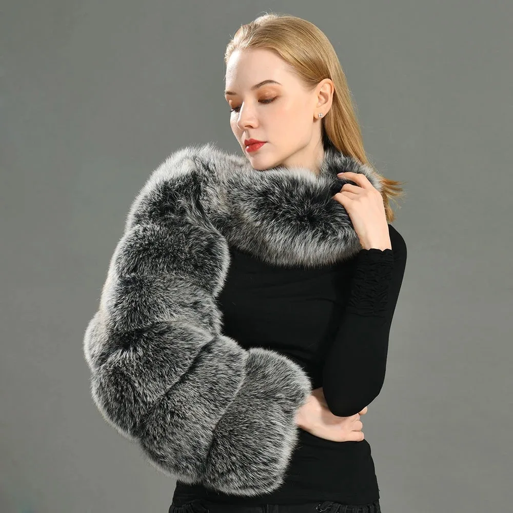 Fashion Fall Winter High Quality Short Faux Fox Fur Coat Women One Shoulder Long Sleeve Warm Mink Jackets Furry Coat Femme Top