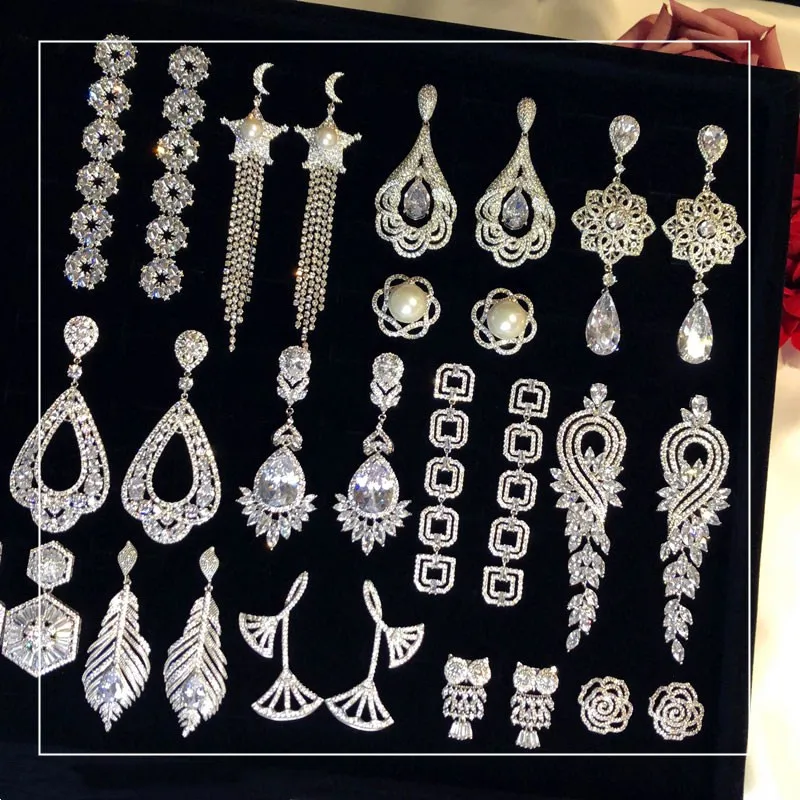 925 Needles Drop Earrings For Women Cubic Zirconia Long Tassels Temperament Bridal Wedding Fine Jewelry Accessories 2