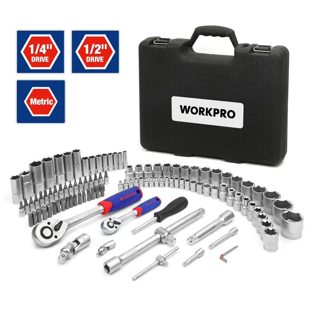 WORKPRO 108 PCS Tool Set for Car Repair Tools Mechanic Tool Set Matte Plating Sockets Set Ratchet Spanners Wrench