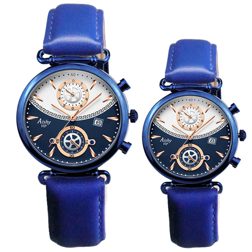 Gratis Verzending Paar Horloges Leren Riem Lover 'S Fashion Horloges Eenvoudige Horloge Geschenken Voor Mannen Vrouwen Paar Horloge