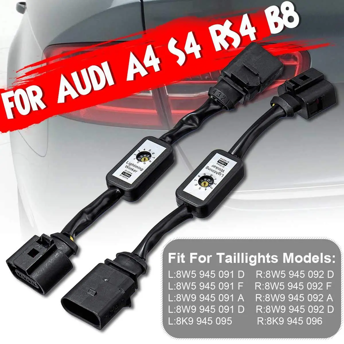 NEW Black Dynamic Turn Signal Indicator LED Taillight Add-on Module Cable Wire Harnes For Audi A4 S4 RS4 B8 2010~2019 2Pcs