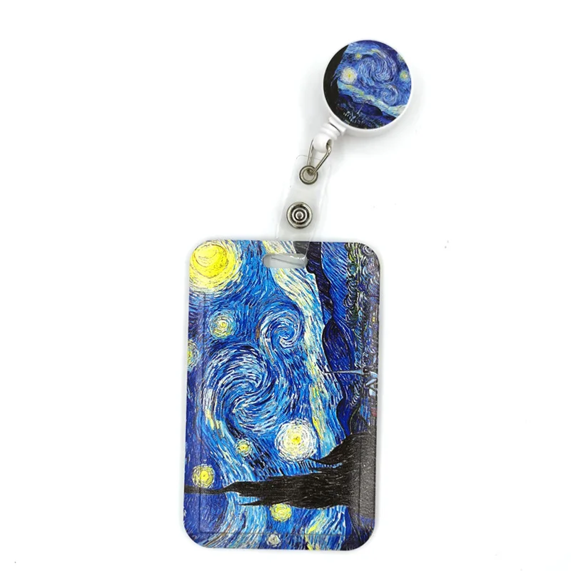 Van gogh Ölgemälde Starry Sky Lanyard Kreditkarte ID Halter Tasche Student Frauen Reise Karte Abdeckung Abzeichen Keychain Dekorationen