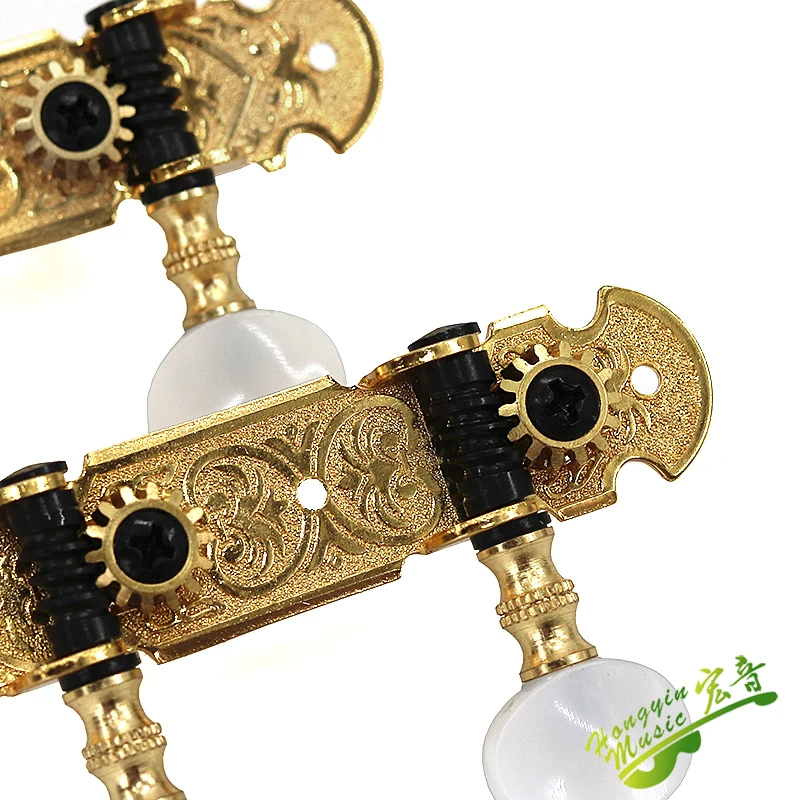 Taiwan 1SET 1L1R Ukulele Tuning Pegs Button Strings Tuners Head Accessories Ukulele Part +6 Screws High Qulity Golden