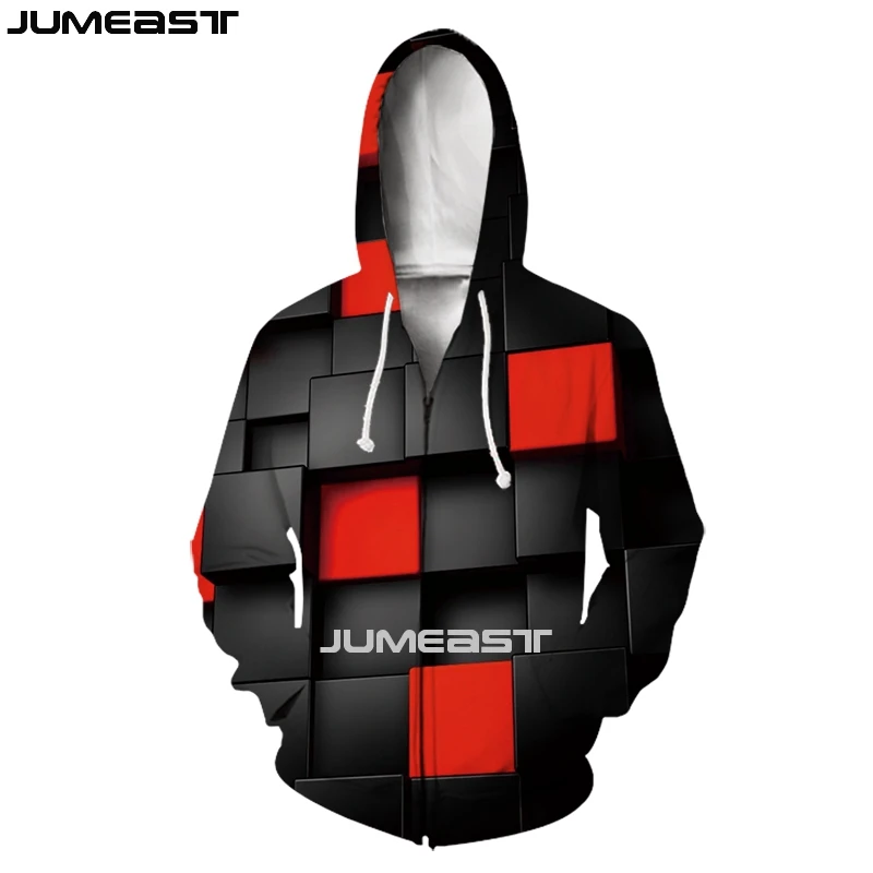 

Jumeast Men Women 3D Sweatshirts Lattice Shape Oversized Coat Streetwear Harajuku Casual Jacket Pullover Spring Zipper Hoodies