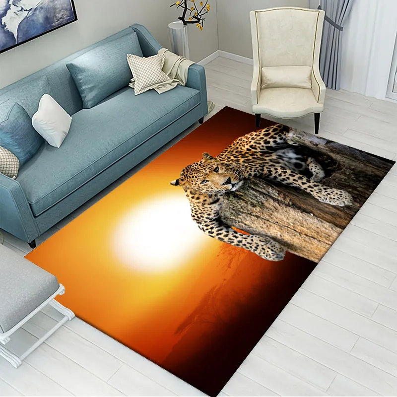 3D Tiger Leopard Animal Flannel Large Carpet Bedroom Rug Alfombra Kids Area Rugs for Home Soft Floor Tapete Parlor Carpet Large