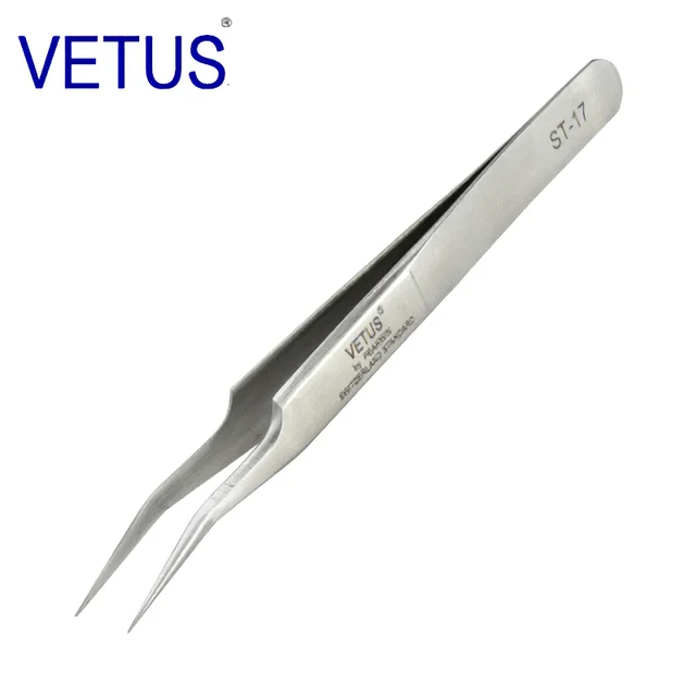 VETUS ST-17 (115mm) Pęseta o wysokiej precyzji ze stali nierdzewnej Niemagnetyczne, kwasoodporne szczypce do rzęs Narzędzia do manicure