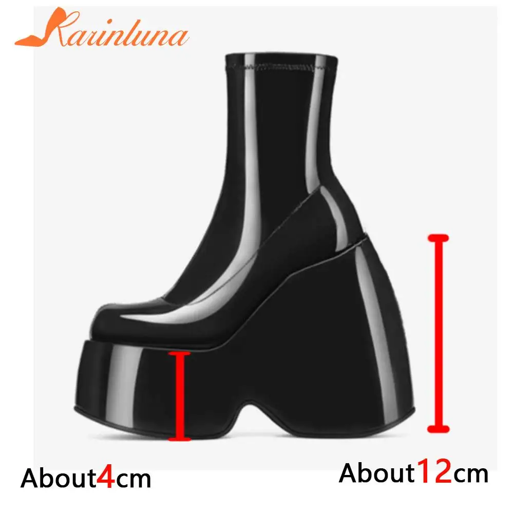 KarinLuna Dropship Brand New Gothic Style Sexy Elegant Chunky Platform Women Ankle Boots Big Size 43 Walking Comfy Woman Shoes