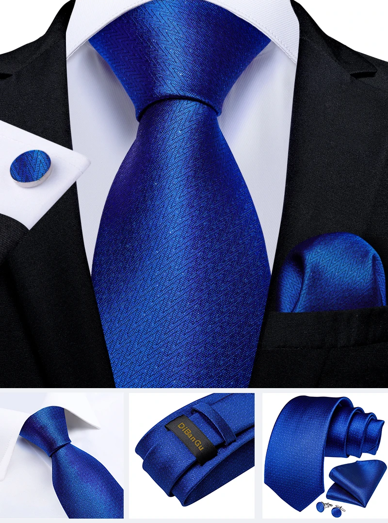 Klassische marineblaue Herrenkrawatte, gestreift, Paisley-Blumenmuster, Krawatten-Set mit Einstecktuch und Manschettenknöpfen, Business-Krawatten-Set, Geschenk für Männer – Detail 24