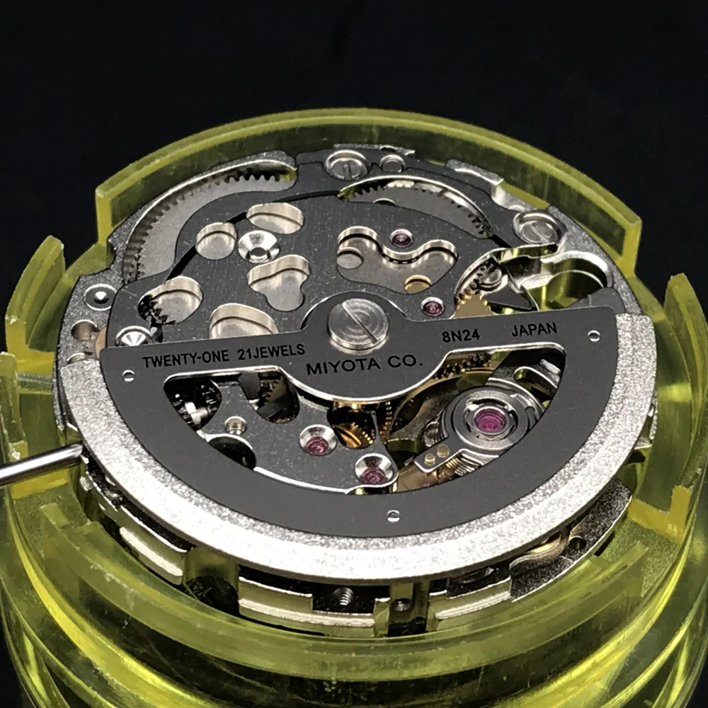 Miyota Original Japan Skeleton Mechanical Movement 8N24 21 Jewels High Quality Automatic Self-winding Movement Steel Silver