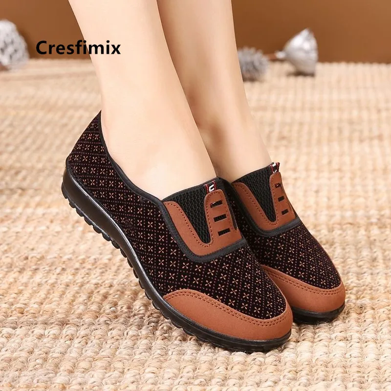 Cresfimix zapatos de mujer kobiety klasyczne wino czerwone poślizgu na płaskie buty pani fajne czarne baletki brązowe retro buty do tańca a5527