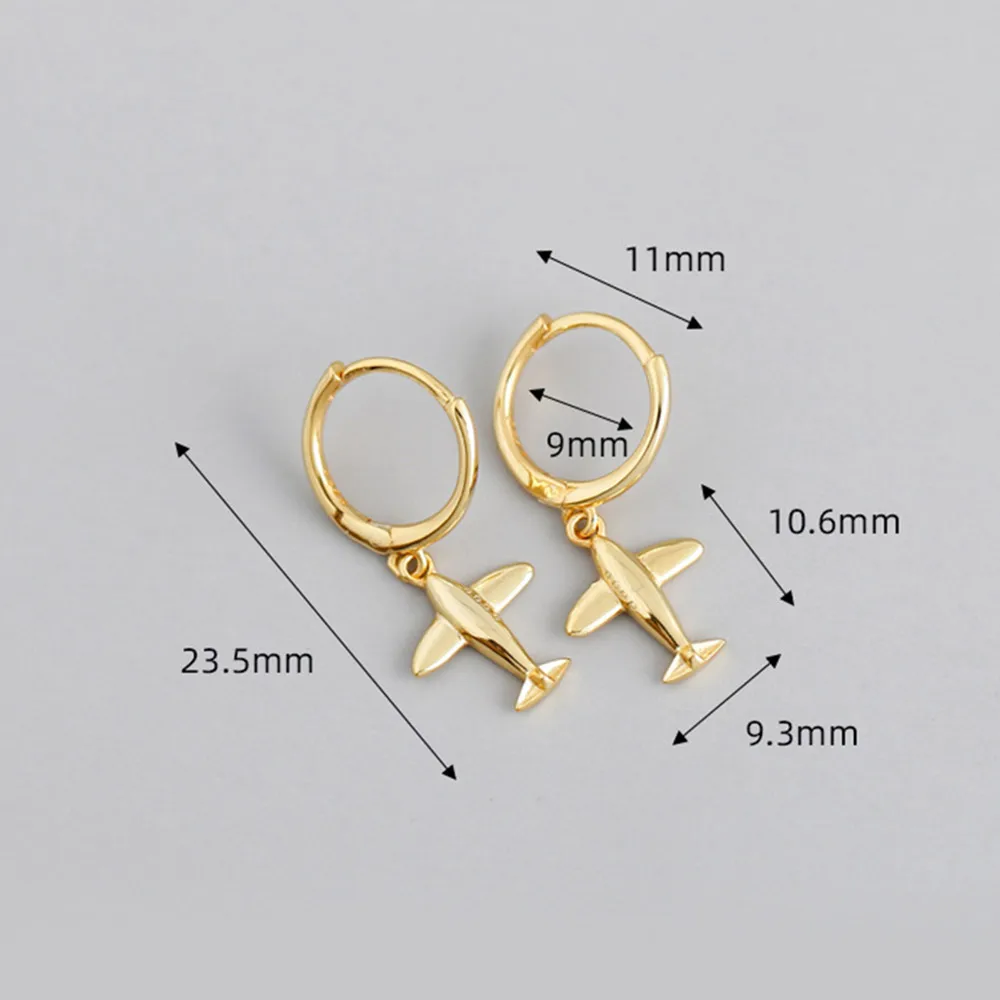 Kikichicc 925 Sterling Silver Gold Aircraft Drop Earring 2020 Rock Punk Fine Jewelry For Party Circle Round Piercing Pendiente