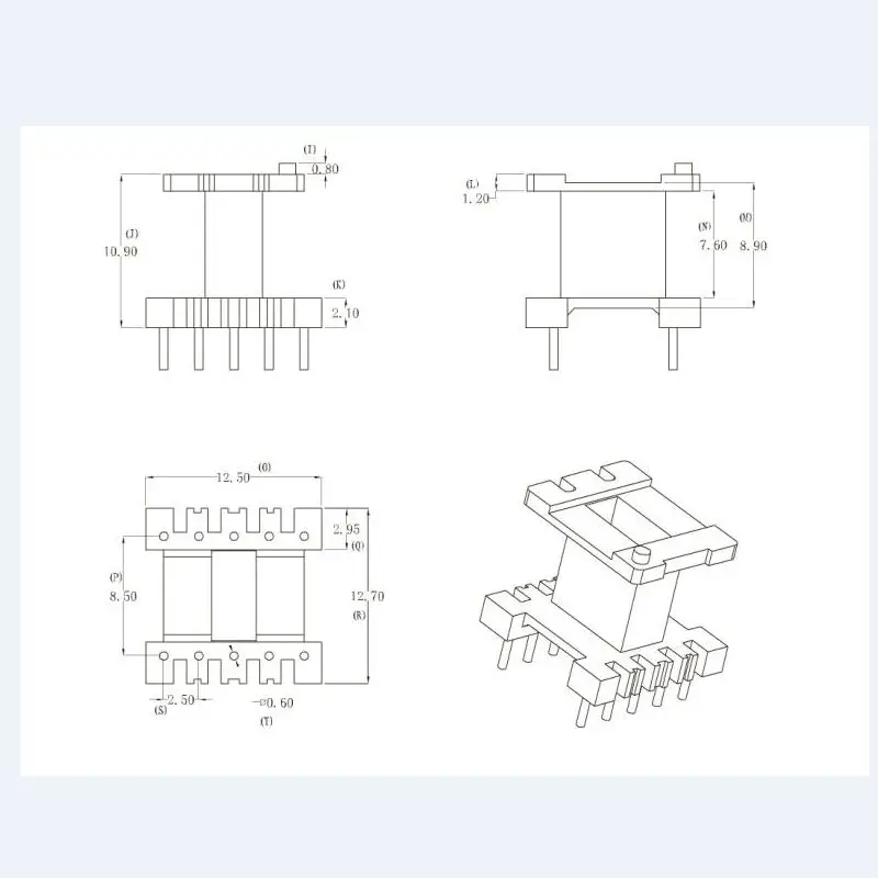 EE13/6/6 Transformer Bobbin Frame PC40 Magnet Ferrite Core Vertical 5+5pin