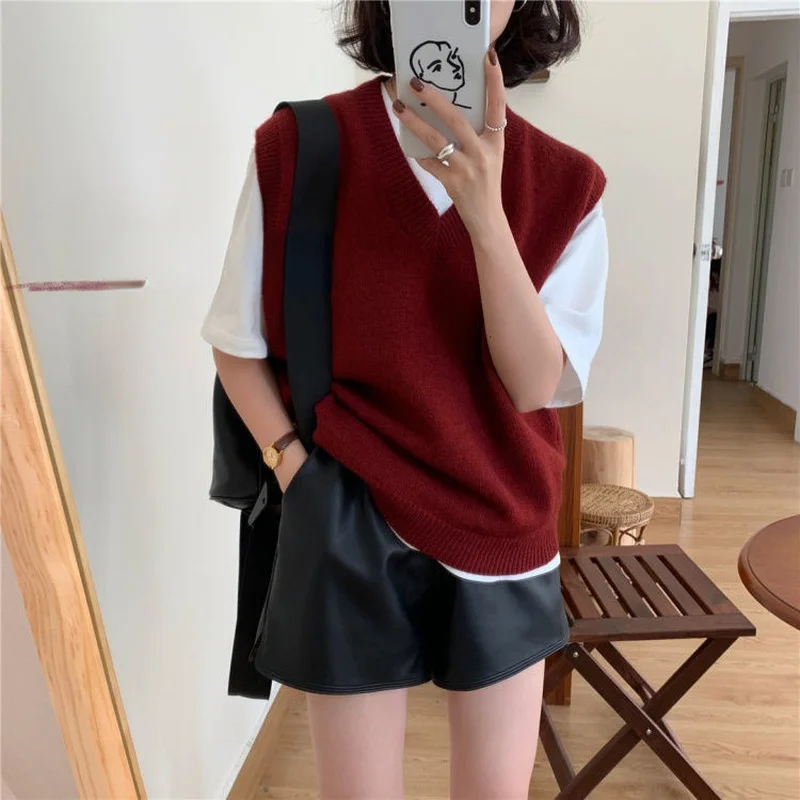 Sweaters Vest Women 6 Colors Korean Style Lovely Girls Students Knitted Simple Leisure All-match Streetwear Female Preppy Y2k